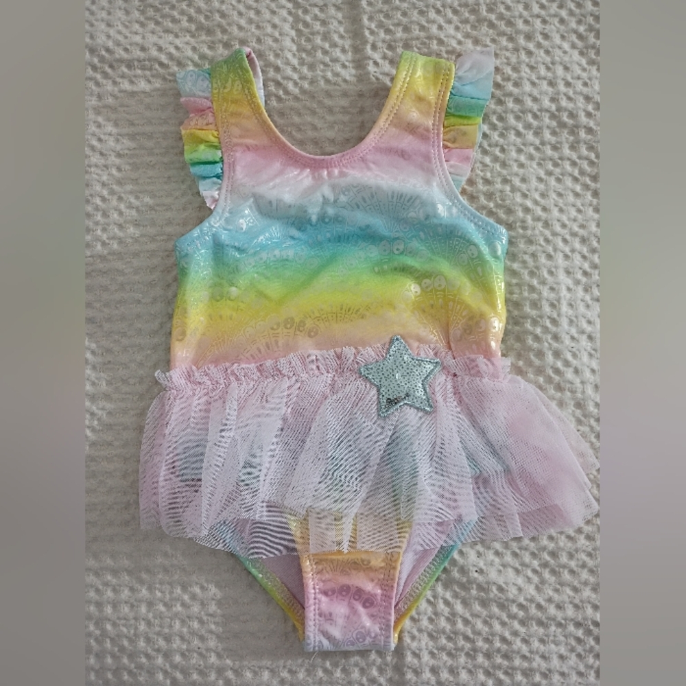 Rainbow Tutu Swimsuit with Star Accent